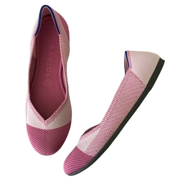 ROTHY’S Limited Edition Pink Cap Toe Breast Cancer Awareness Flats Sz 8.5 - Picture 1 of 13